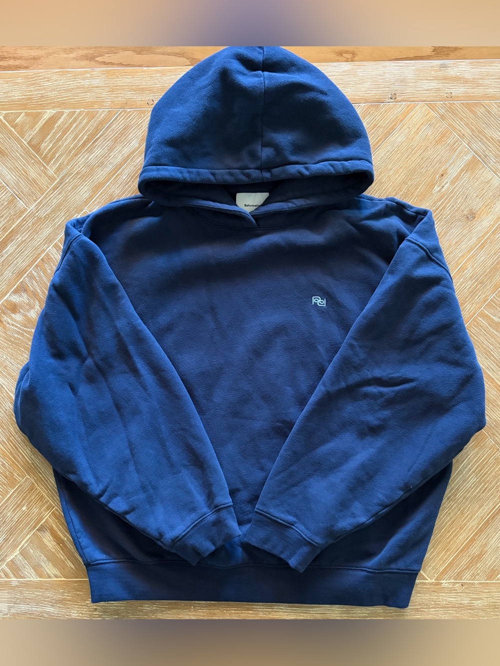 Reformation Tessa Hoodie Navy/Ice Water Logo